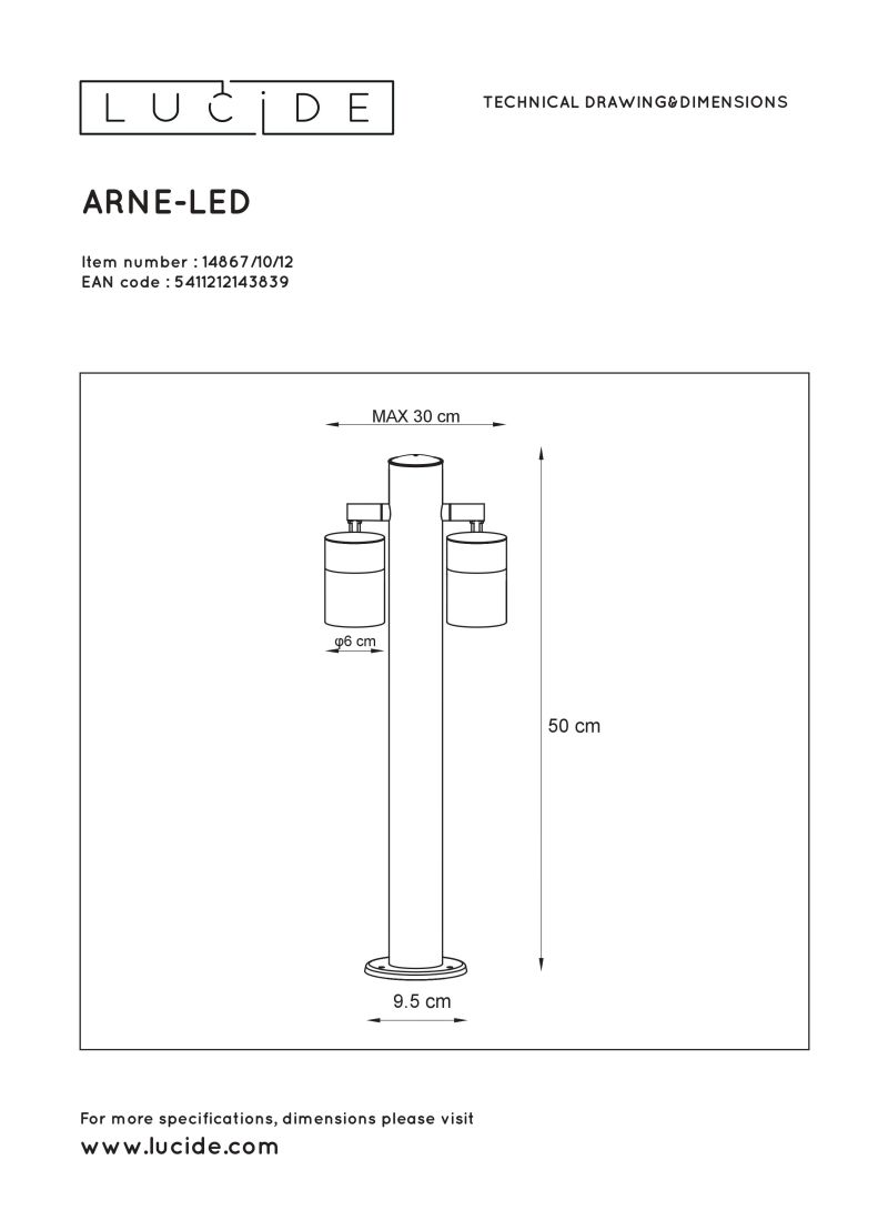 ARNE-LED - Osvetľovacie svietidlo - H50cm 2xGU10/5w 350LM 2